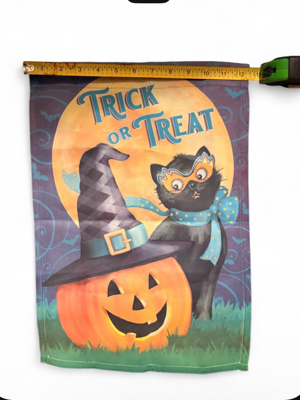 Halloween Trick or Treat Garden Flag - Black Cat & Pumpkin